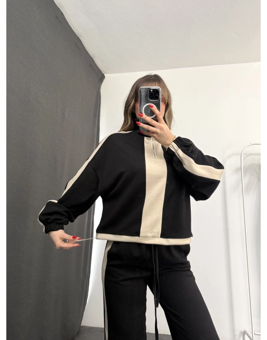 Miranda Şeritli Eşofman Takım - Siyah