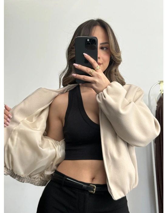 Molly Bomber Ceket - Bej