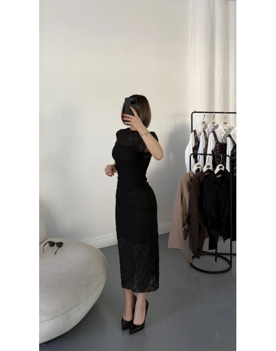 Monroe Dantel Elbise - Siyah