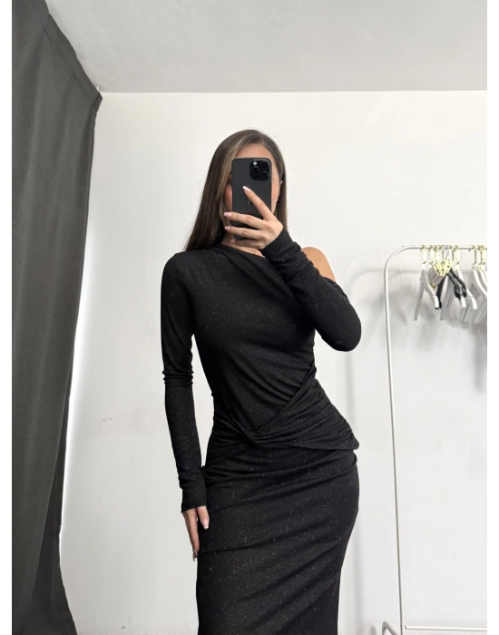 Nadia Simli Elbise - Siyah