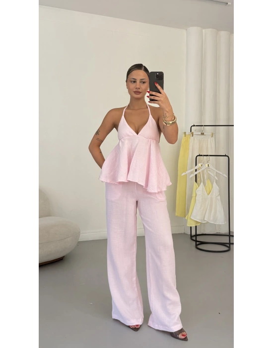 Nanda Boyun Bağlamalı Takım - Pembe