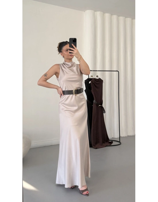 Natalia Maxi Elbise - Bej