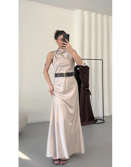 Natalia Maxi Elbise - Bej