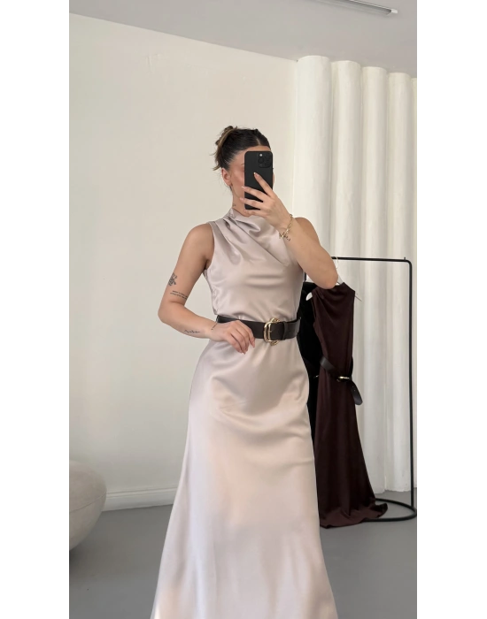 Natalia Maxi Elbise - Bej