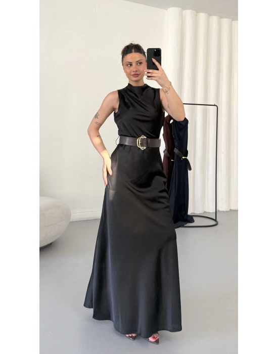 Natalia Maxi Elbise - Siyah