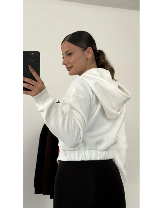 Newyork Crop Hırka - Beyaz
