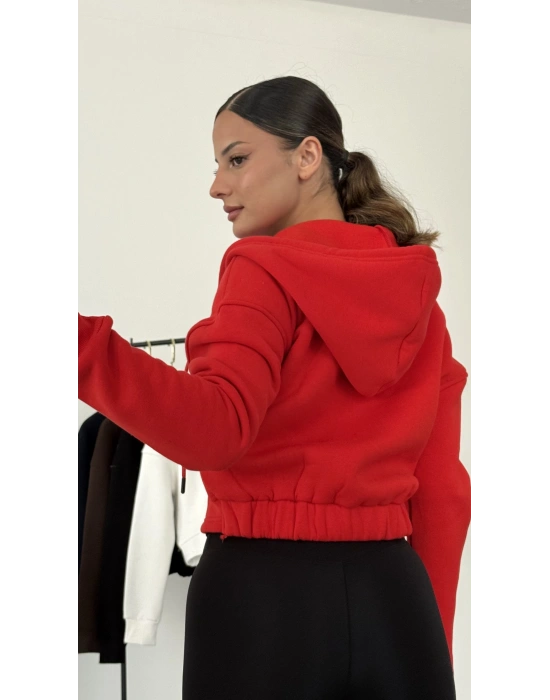 Newyork Crop Hırka - Kırmızı