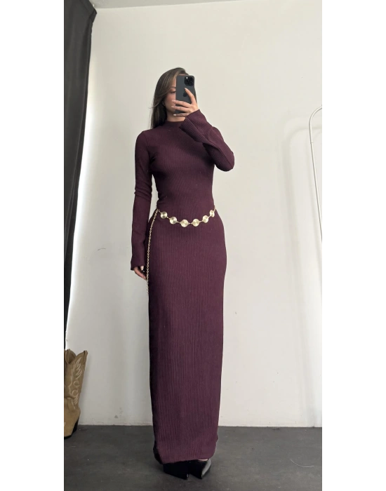 Nicole Kemerli Elbise - Bordo