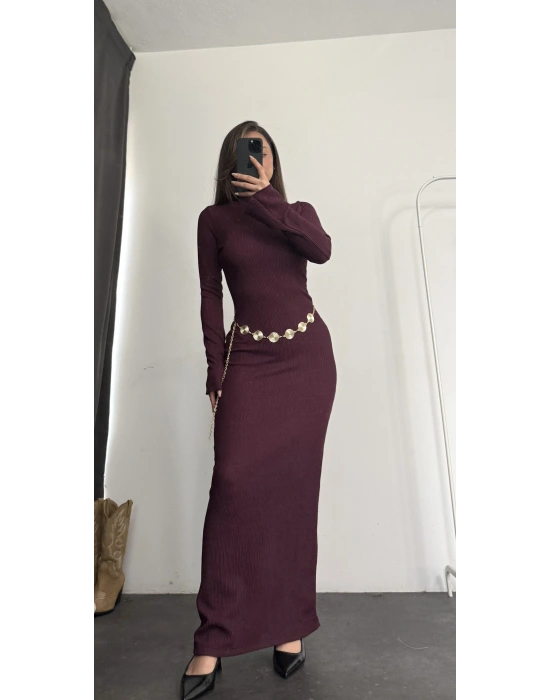 Nicole Kemerli Elbise - Bordo