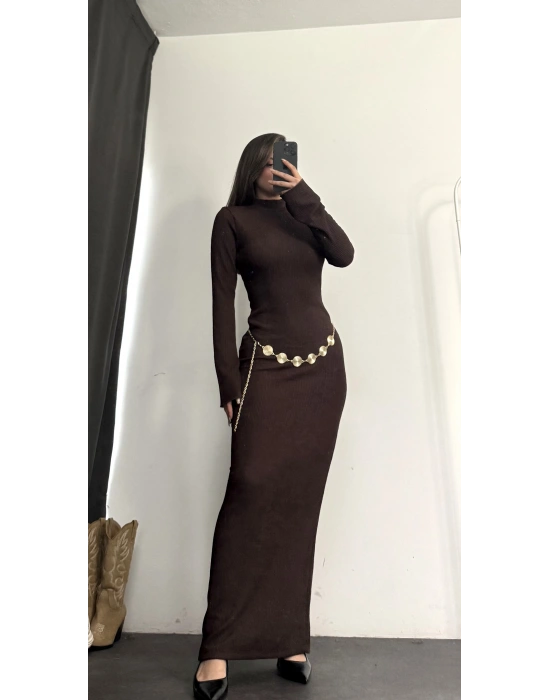 Nicole Kemerli Elbise - Kahve