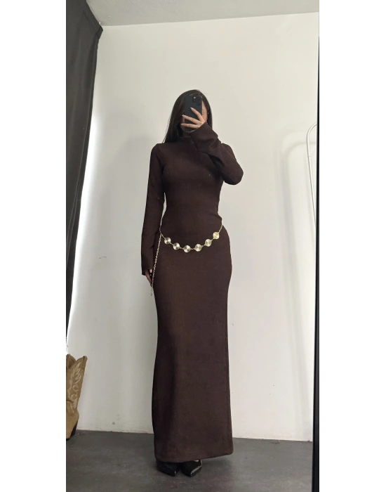 Nicole Kemerli Elbise - Kahve