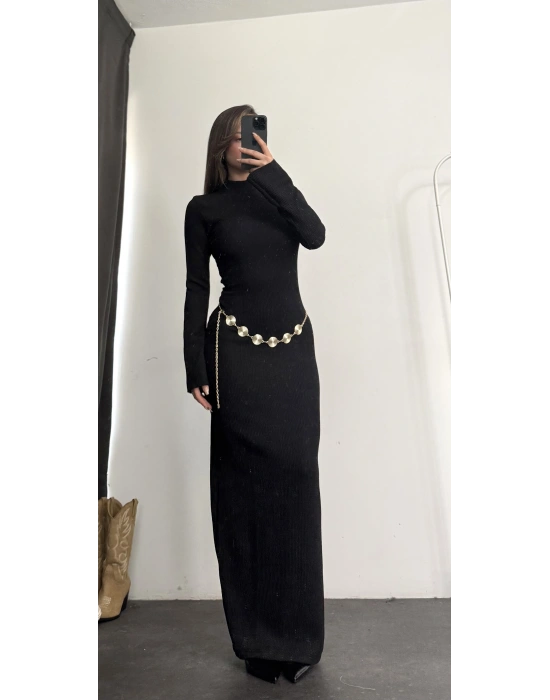 Nicole Kemerli Elbise - Siyah