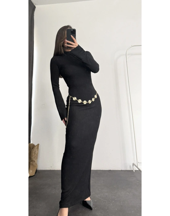 Nicole Kemerli Elbise - Siyah