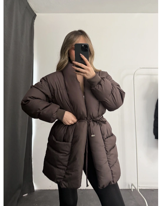 Nidale Şişme Mont - Kahve