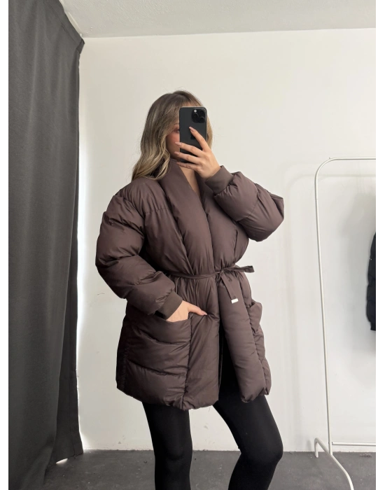 Nidale Şişme Mont - Kahve