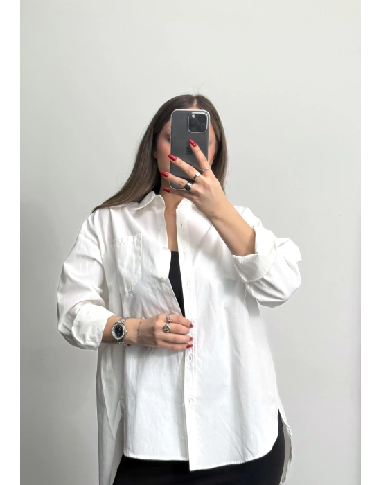 Niha Oversize Gömlek - Beyaz