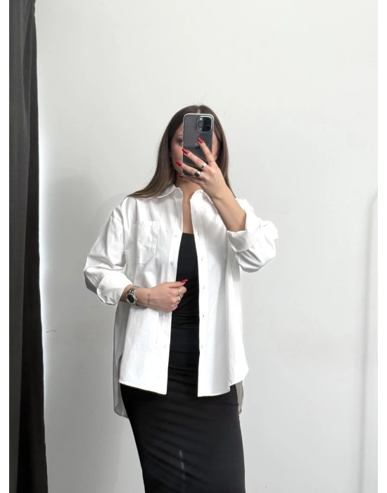Niha Oversize Gömlek - Beyaz