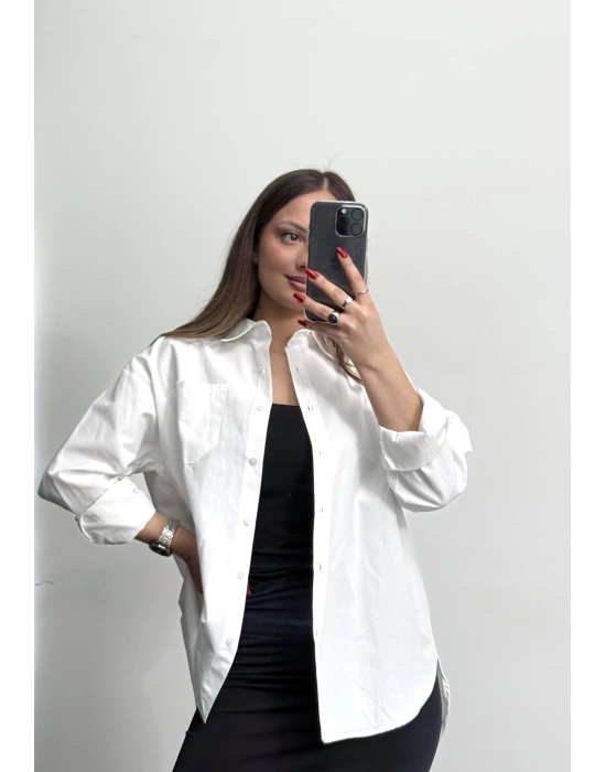 Niha Oversize Gömlek - Beyaz
