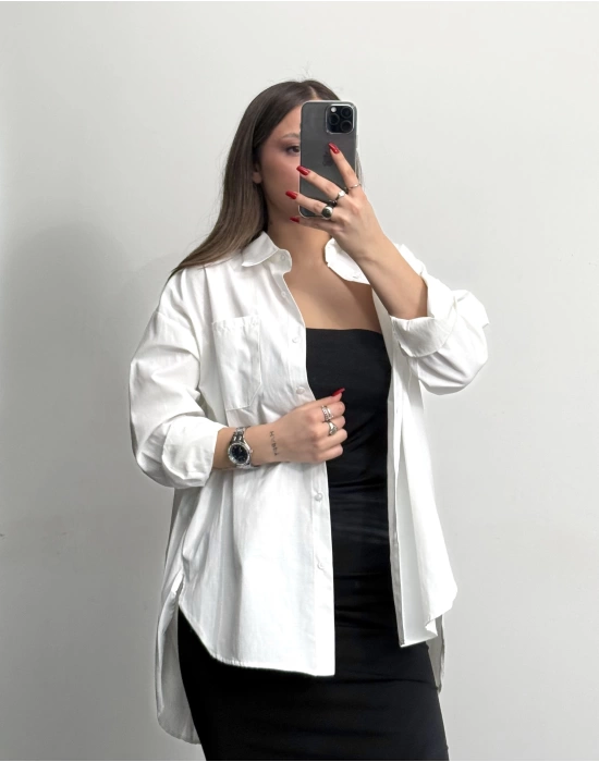Niha Oversize Gömlek - Beyaz
