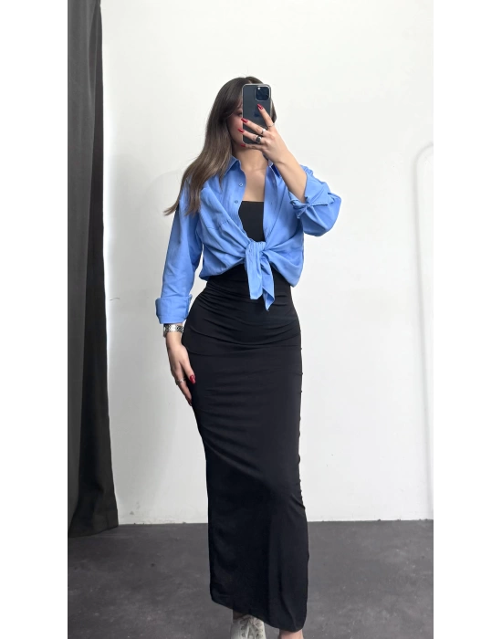 Niha Oversize Gömlek - Mavi