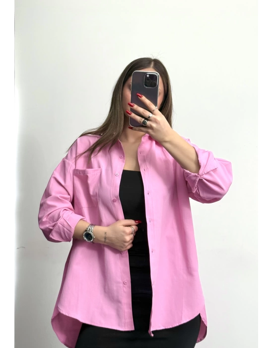 Niha Oversize Gömlek - Pembe