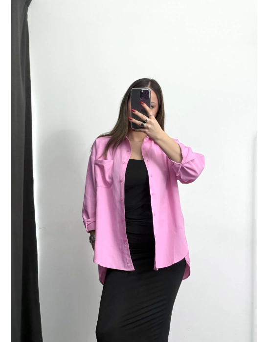 Niha Oversize Gömlek - Pembe