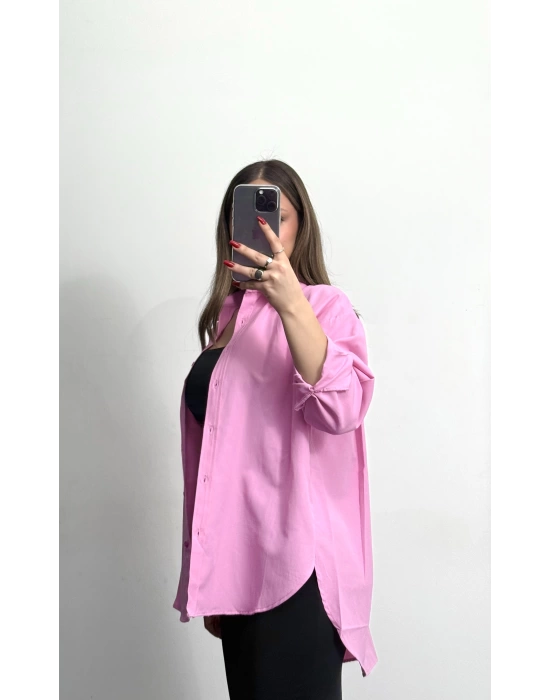 Niha Oversize Gömlek - Pembe