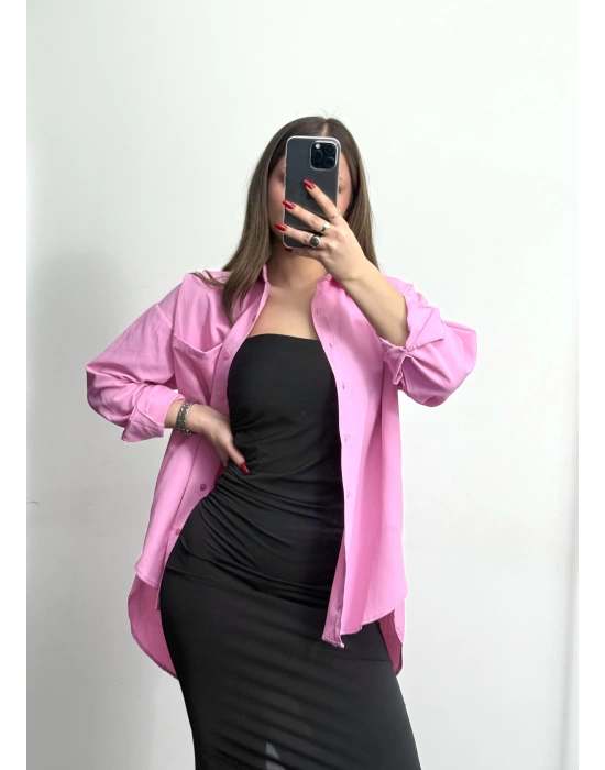 Niha Oversize Gömlek - Pembe