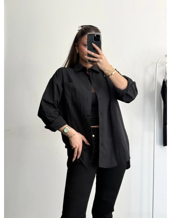 Niha Oversize Gömlek - Siyah