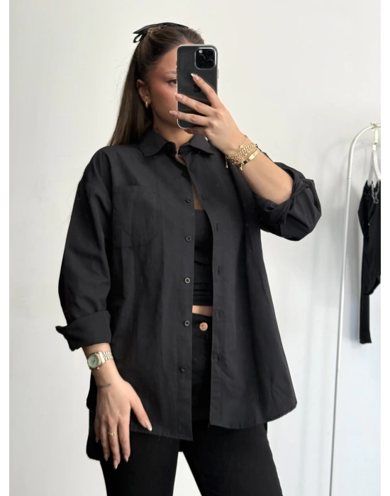 Niha Oversize Gömlek - Siyah