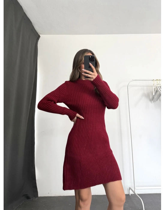 Nina Triko Elbise - Bordo