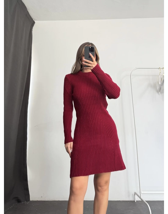 Nina Triko Elbise - Bordo