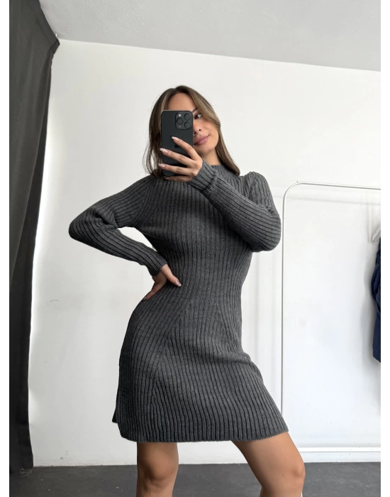 Nina Triko Elbise - Gri
