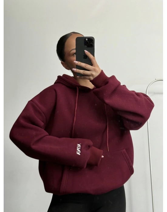 Nona Şardonlu Sweashirt - Bordo