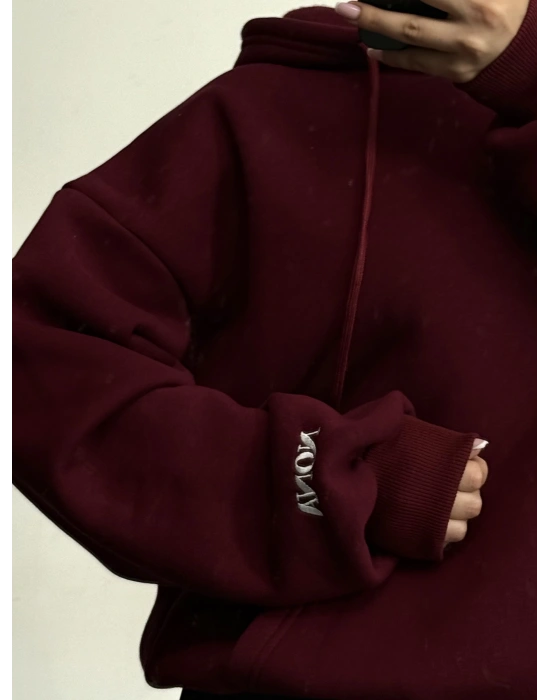 Nona Şardonlu Sweashirt - Bordo