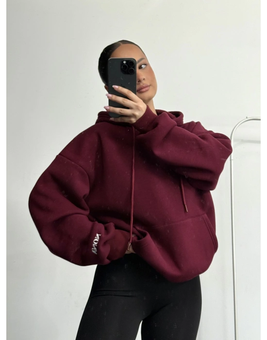 Nona Şardonlu Sweashirt - Bordo