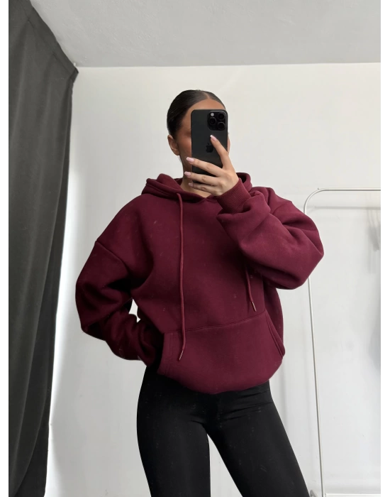 Nona Şardonlu Sweashirt - Bordo