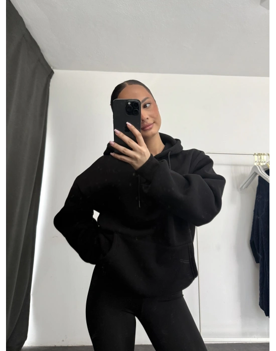 Nona Şardonlu Sweashirt - Siyah