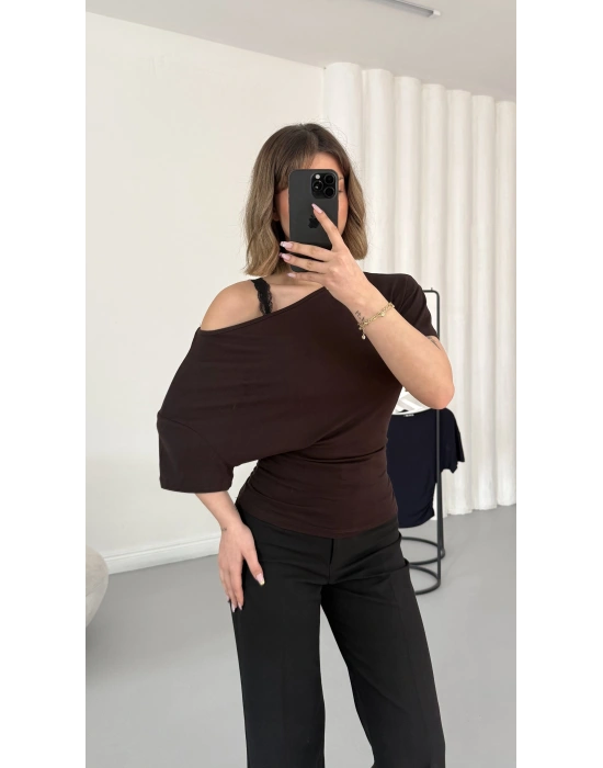 Nora Yarasa Kol Bluz - Kahve