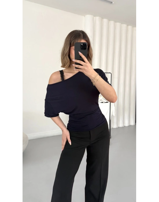 Nora Yarasa Kol Bluz - Lacivert