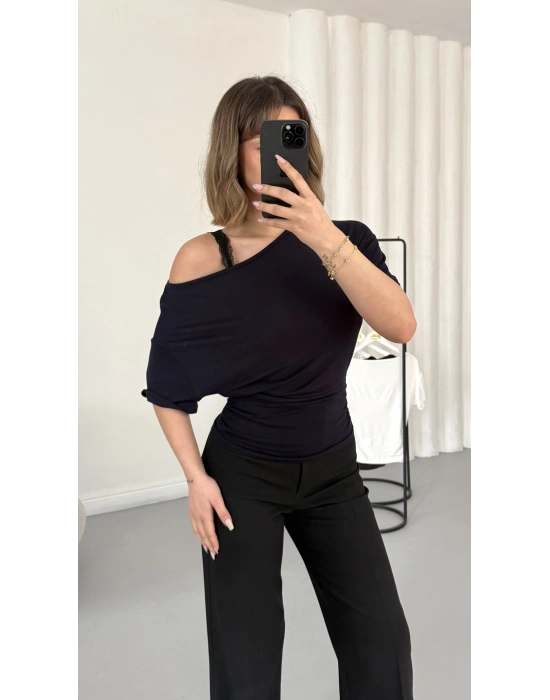 Nora Yarasa Kol Bluz - Lacivert