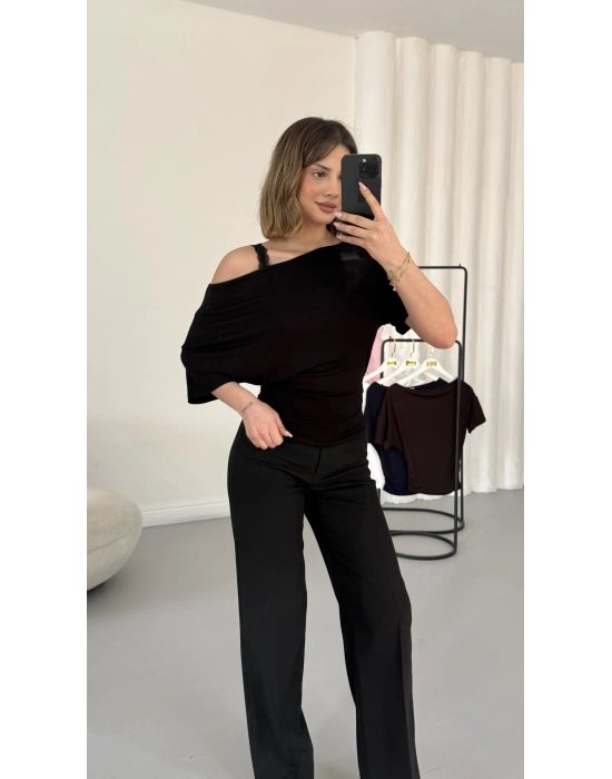 Nora Yarasa Kol Bluz - Siyah