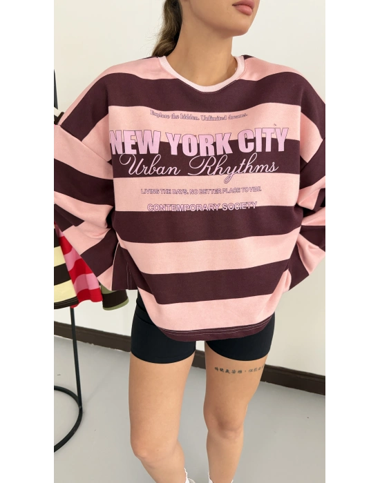 NY City Sweatshirt - Pembe|Kahve