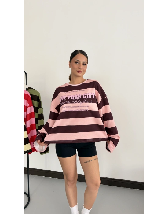 NY City Sweatshirt - Pembe|Kahve