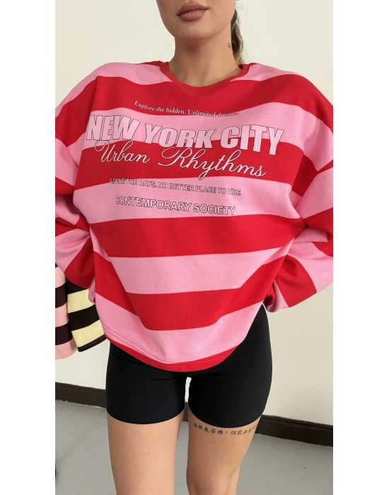 NY City Sweatshirt - Pembe|Kırmızı