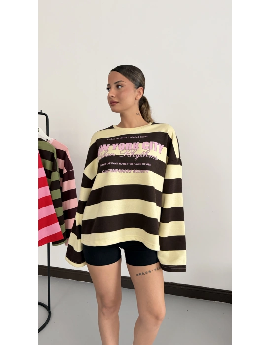 NY City Sweatshirt - Sarı|Kahve
