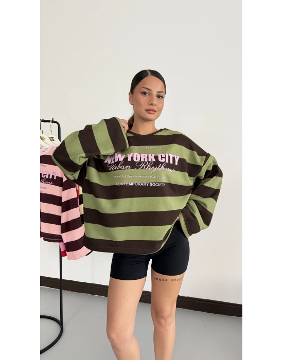 NY City Sweatshirt - Yeşil|Kahve