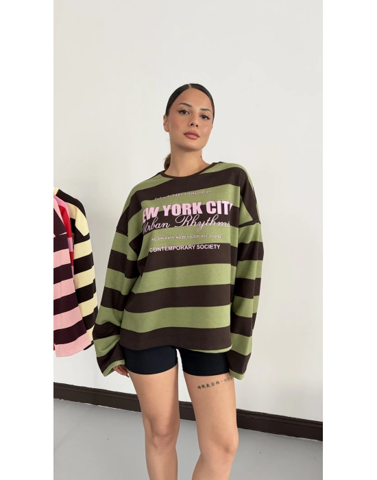 NY City Sweatshirt - Yeşil|Kahve