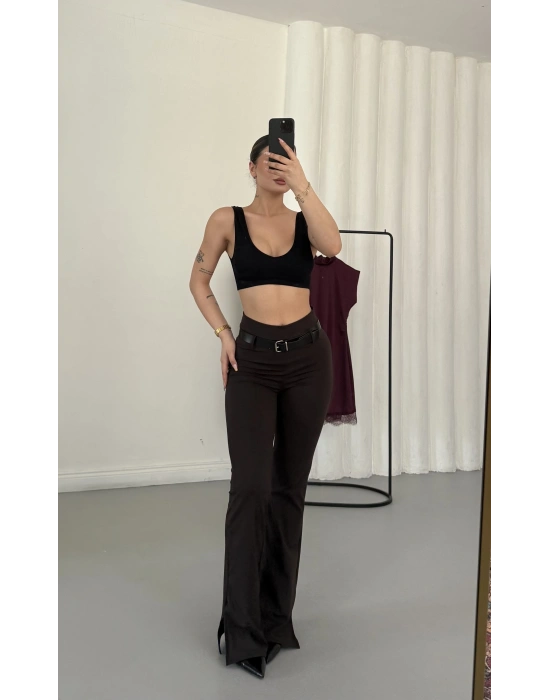 Olga Kemerli Pantolon - Kahve