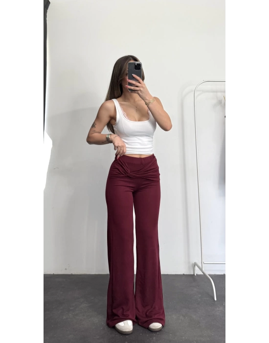 Olivia Kemer Detay Pantolon - Bordo